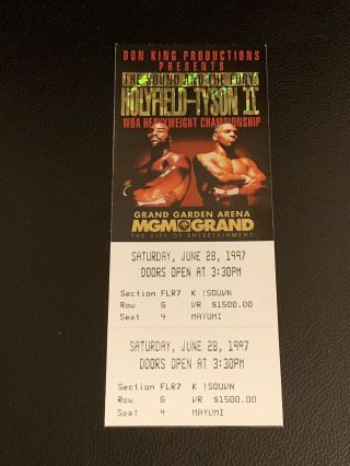 Mike Tyson Vs Evander Holyfield Ii Full Boxing Ticket Rare And Real Vintage