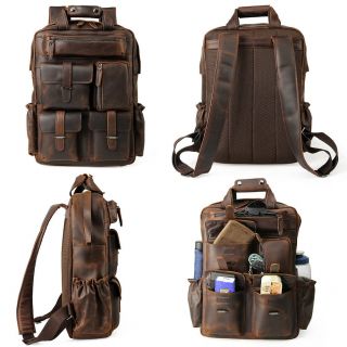 Vintage Men Leather Backpack 17 