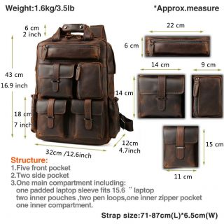 Vintage Men Leather Backpack 17 