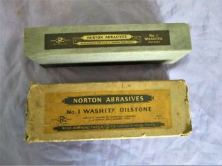 Vintage Norton Abrasives No 1 Washita Oilstone In Orig Box -