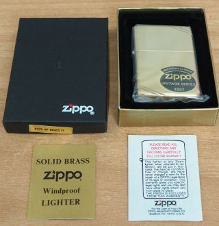 Zippo Solid Brass Vintage Series 1937 Regular Vii 1991 270 Hp