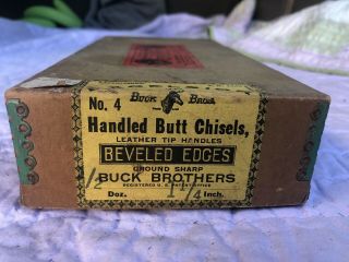 Vintage Buck Bros Handled Butt Chisels,  No.  4,  Set Of 5