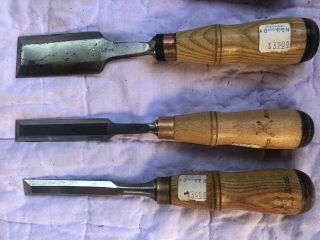 Vintage Buck Bros Handled Butt Chisels,  No.  4,  Set of 5 6