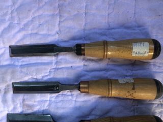 Vintage Buck Bros Handled Butt Chisels,  No.  4,  Set of 5 7