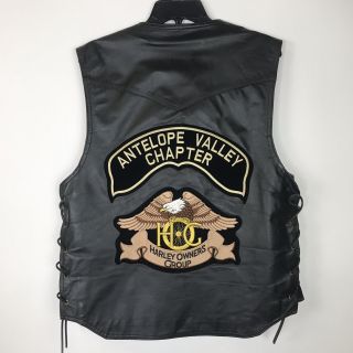 Harley Davidson Mens Vintage Leather Vest Sz M Biker Lace Sides Antelope Valley