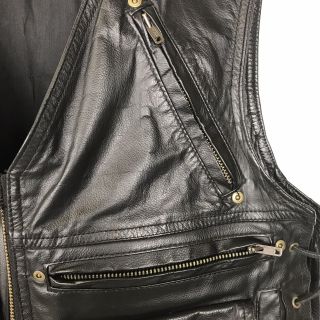 Harley Davidson Mens Vintage Leather Vest Sz M Biker Lace Sides Antelope Valley 4