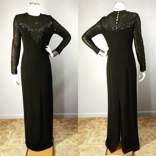 St John Knit Gown Black Label Marie Gray Couture Runway Paillettes Dress 8 Long