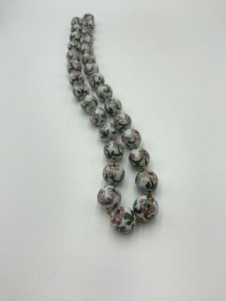 Vintage Chinese HAND KNOTTED Large CLOISONNE BEAD NECKLACE Estate 4
