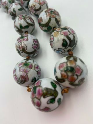 Vintage Chinese HAND KNOTTED Large CLOISONNE BEAD NECKLACE Estate 5