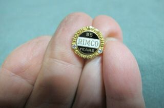 Vintage 14k Gold Diamond Rim Co 55 Years Lapel Pin 2.  3 Grams