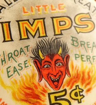 Vintage Antique Devil Candy Advertising Tin Imps Celluloid Boston Breath Perfume