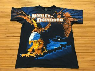Large Vtg 1995 Harley Davidson Eagle Houston Texas Single Stitch 90s T - Shirt Usa