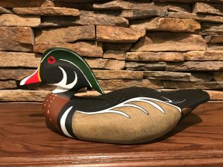 Vintage Wooden Duck Decoy Handmade And Painted By Spielman Pecatonica,  Il