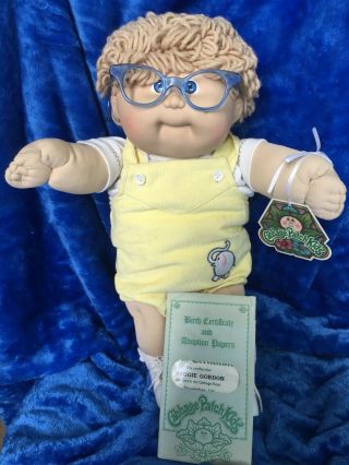 Vintage 1985 Cabbage Patch Doll Boy With Glasses Moob In Oz