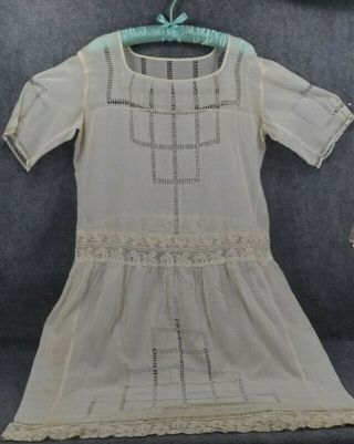 Antique Dress White Lace Lawn Drop Waist Wwi Flapper Museum