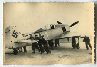 German Wwii Archive Photo: Luftwaffe Focke - Wulf Fw - 190 Aircraft At Airfield