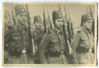 German Wwii Archive Photo: Group Of Bosnian / Albanian Soldiers