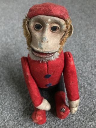 Antique Schuco Yes No 8” Bellhop Monkey 1930 Chatters Bit Worn