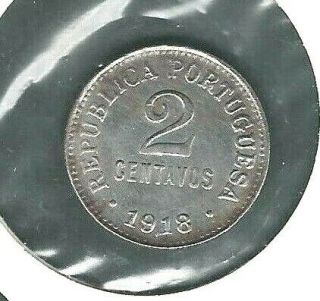 Portugal Rare Coin 2 Centavos 1918 Iron Vf See Scan