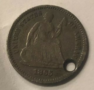 1865 Seated Liberty Half Dime - Very Rare,  Vf Details Key Date Low Montage