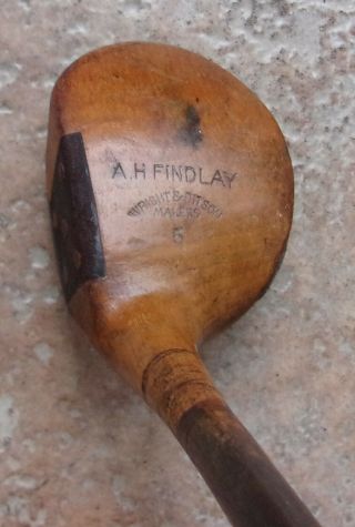 Antique Vintage Wright Ditson Findlay Leather Face Hickory Wood Shaft Golf Club