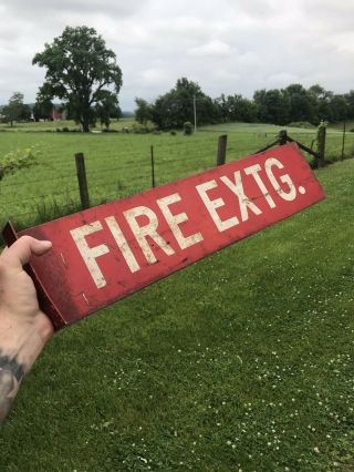 Fire Extinguisher Heavy Flange Sign 1960’s Vintage Great Patina