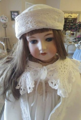 LARGE Antique Cotton French Lace Cape & Hat for French Jumeau Bru or German Doll 2