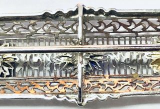 14K White Gold Stick Pin Diamond Art Deco Filagree Brooch Antique Jewelry 8