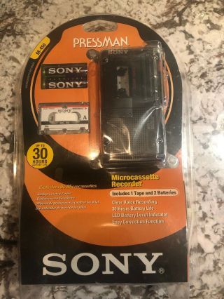 Vtg Sony Pressman Microcassette Recorder M - 450 Plus Mc - 30 Tape Blister Pckge