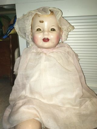 Vintage Horsman Mama Baby Dimples Composition Cloth Large Doll 25” For Repair