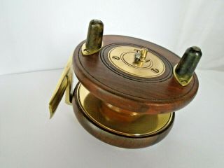 A Antique Wood And Brass Starback Fishing Reel By S.  Allcock Of Redditch