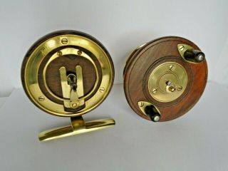 A ANTIQUE WOOD AND BRASS STARBACK FISHING REEL BY S.  ALLCOCK OF REDDITCH 4