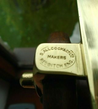 A ANTIQUE WOOD AND BRASS STARBACK FISHING REEL BY S.  ALLCOCK OF REDDITCH 5