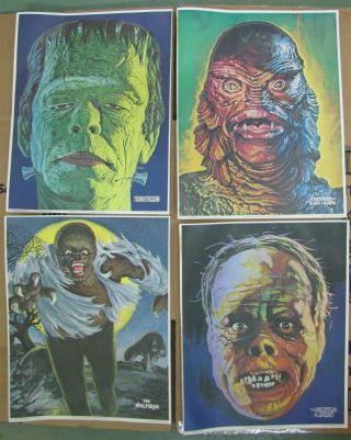 Universal Studios Monsters Posters Glow In The Dark Frankenstein 1975 Rare