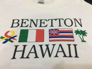 VINTAGE UNITED COLORS OF BENETTON HAWAII SPELL OUT BIG LOGO WHITE SIZE XL 2