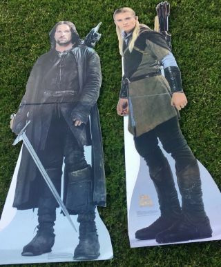 Vtg ‘00s Lord Of The Rings “legolas,  Aragorn” Lifesize Movie Standee Set 2