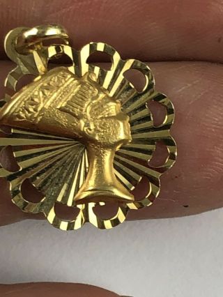 Antique Vintage 14k Gold Egyptian Revival Nefertiti Charm Pendant 5