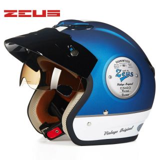 Zeus 381c 3/4 Helmet Motorcycle Retro Moto Scooter Open Face Vintage Helmets