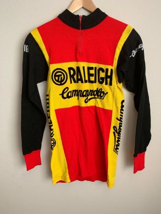 Vintage Ti Raleigh Campagnolo Cycling Sweater Jersey Wool - Size 2