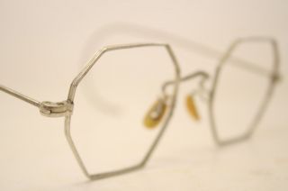 Octagonal Eyeglasses Antique Silver Tone Vintage Glasses Frames