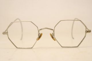 Octagonal Eyeglasses Antique Silver Tone Vintage Glasses Frames 2