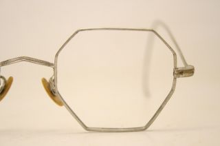 Octagonal Eyeglasses Antique Silver Tone Vintage Glasses Frames 3