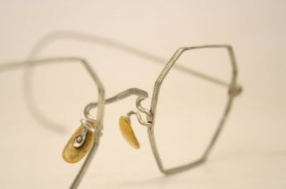 Octagonal Eyeglasses Antique Silver Tone Vintage Glasses Frames 4