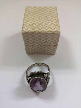 Antique Silver Amethyst Arts and Crafts Ring (Bernard Instone?) 2