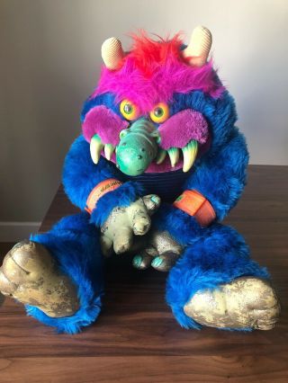 Vintage 1986 Amtoy My Pet Monster Plush Animal Doll Handcuffs 80s Toys