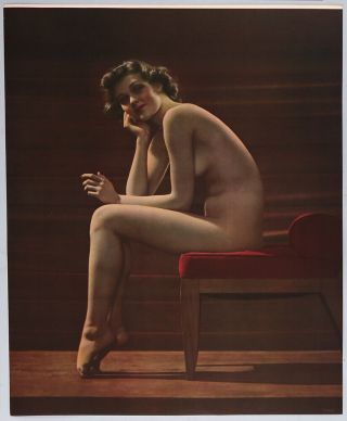 Vintage 1947 Lrg Art Deco Pin - Up Poster Nude Beauty Sitting Pretty Pertly Posed