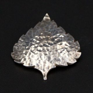 Vtg Sterling Silver J Jim Hayes Aspen Co Handmade Hammered Leaf Brooch Pin - 7g