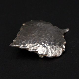 VTG Sterling Silver J Jim HAYES ASPEN CO Handmade Hammered Leaf Brooch Pin - 7g 3