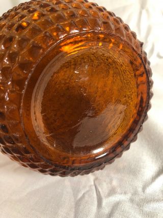 Vintage Amber Italian Glass Empoli Hobnail Genie Bottle Decanter Diamond 22” 4