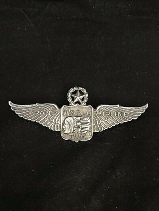 Vintage Sterling Silver Transworldairlines Wings With Indian Chief